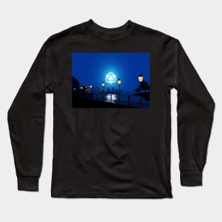 City Night Lights D20 Dice Moon Tabletop RPG Maps and Landscapes Long Sleeve T-Shirt